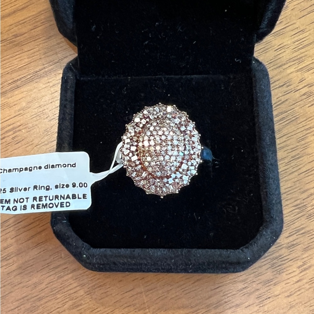 Champagne Diamond Sterling Silver Ring - Picture 2 of 11